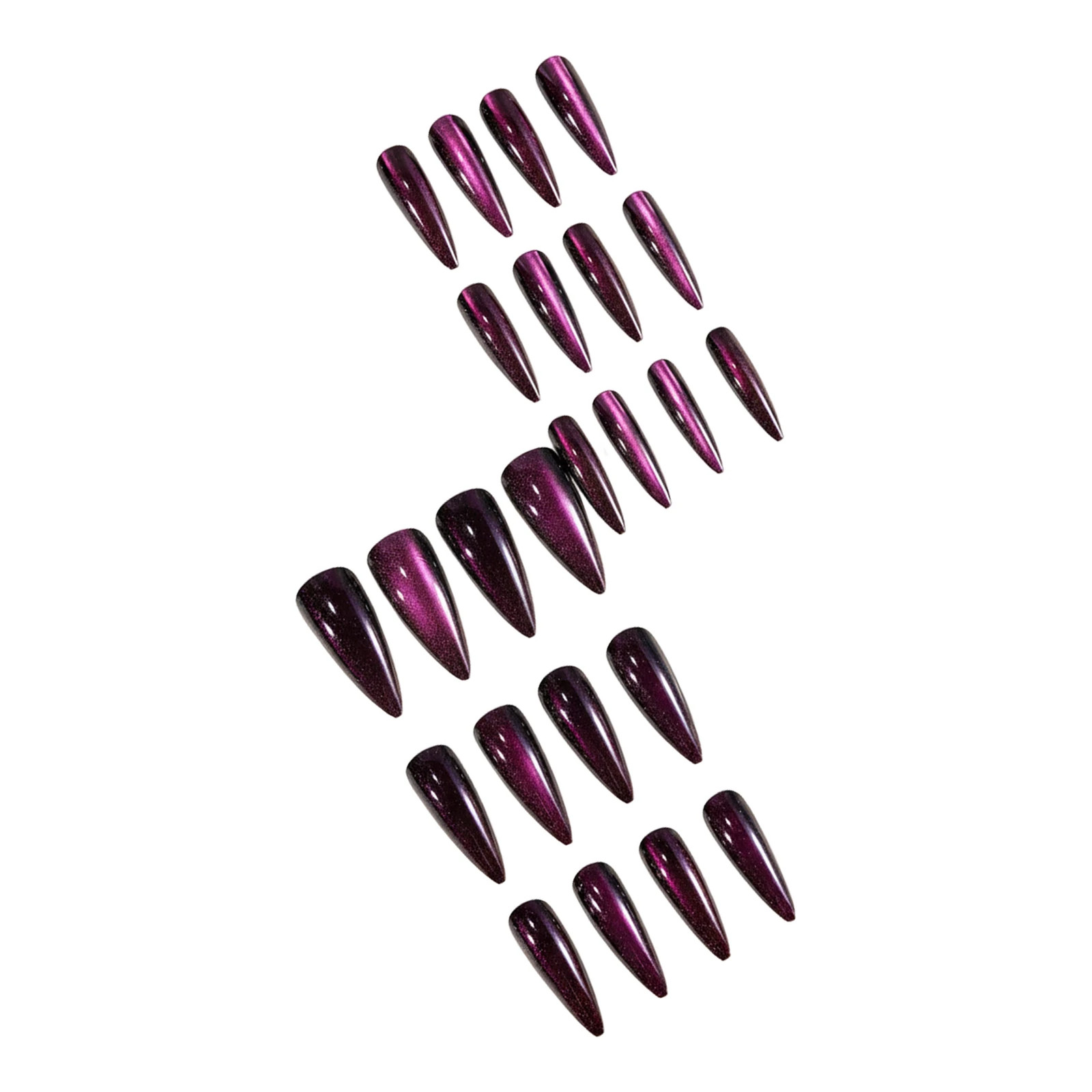Long Pointed Cat Eye False Nails Shimmer Charm For Daily Party Wear