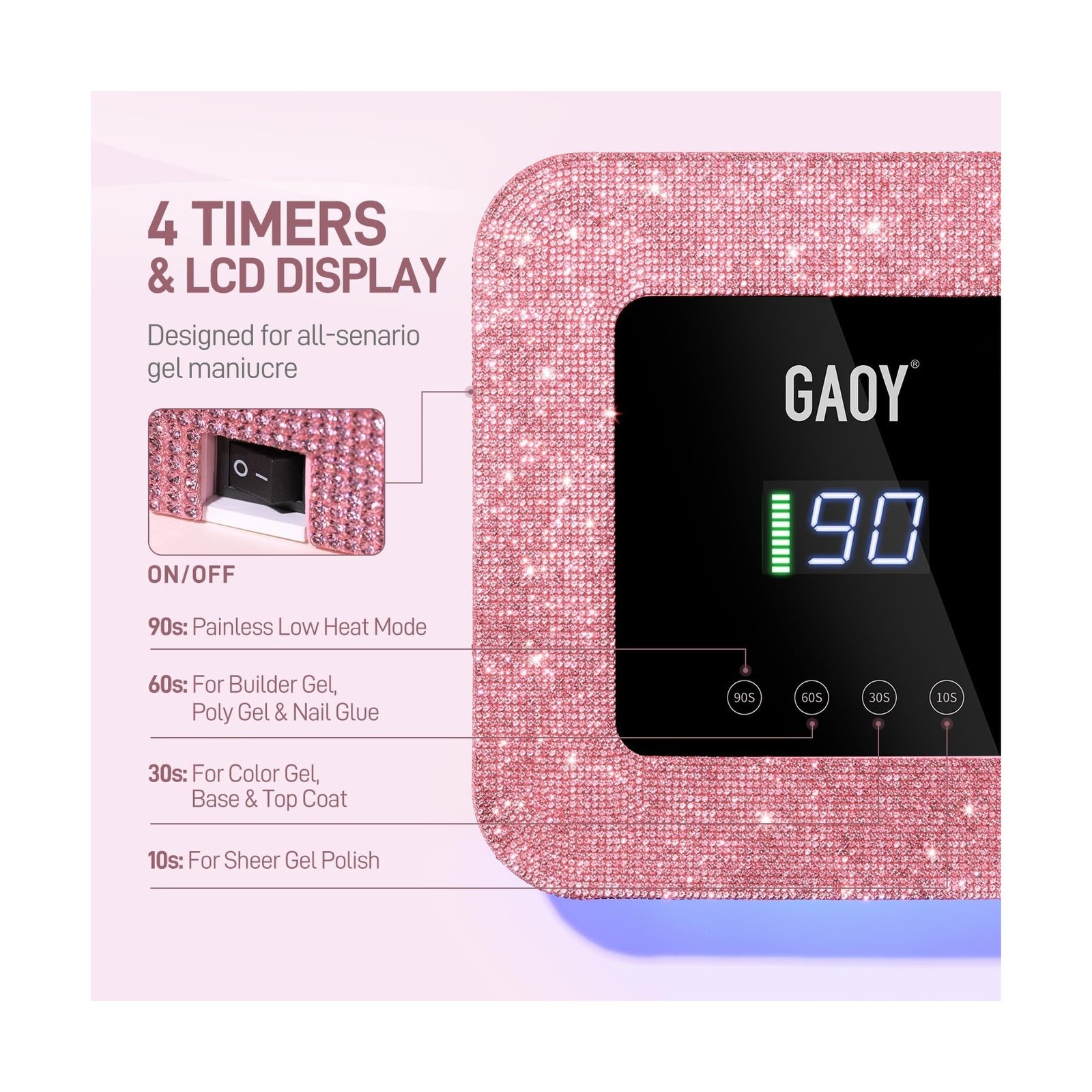 GAOY Cordless UV LED Nail Lamp for Gel Nails, Rechargeable UV L… FAST USA SHIP