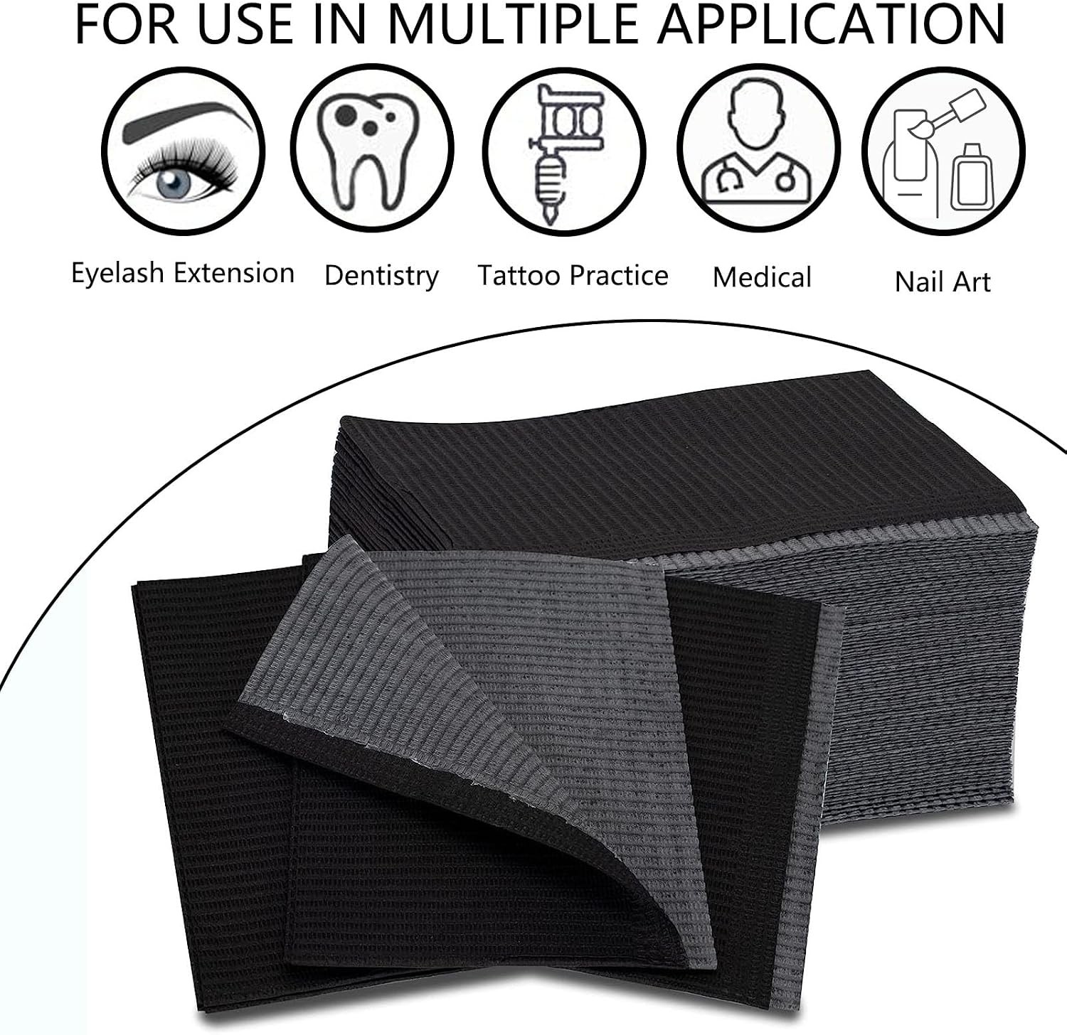 Nail Table Mats Disposable Nail Art Paper Towels,50PCS Black Waterproof 3 Ply