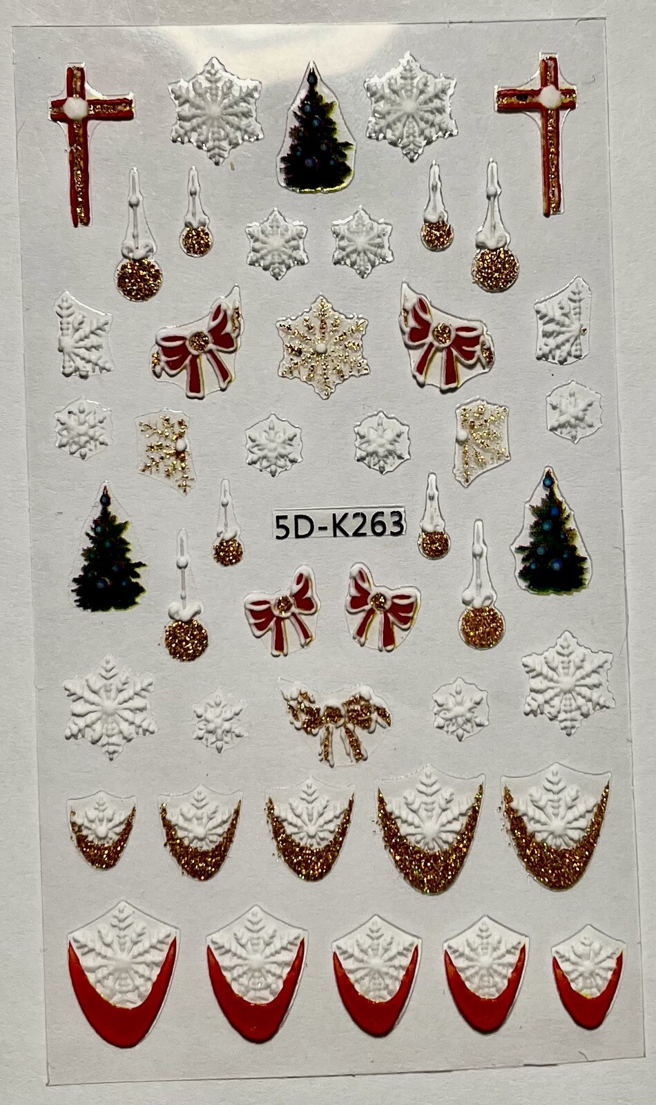 Nail Stickers Art Decal DIY Design 5D Waterproof Embossed Christmas Gold Glitter