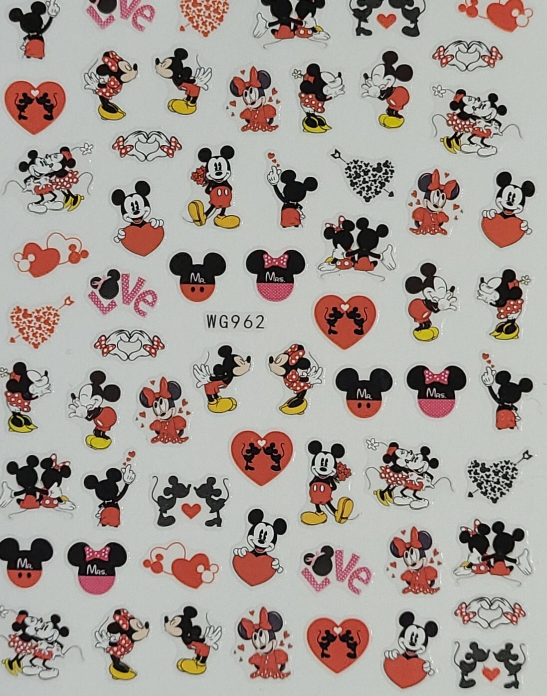 Mickey Mouse Disney Hearts Nail Art Stickers