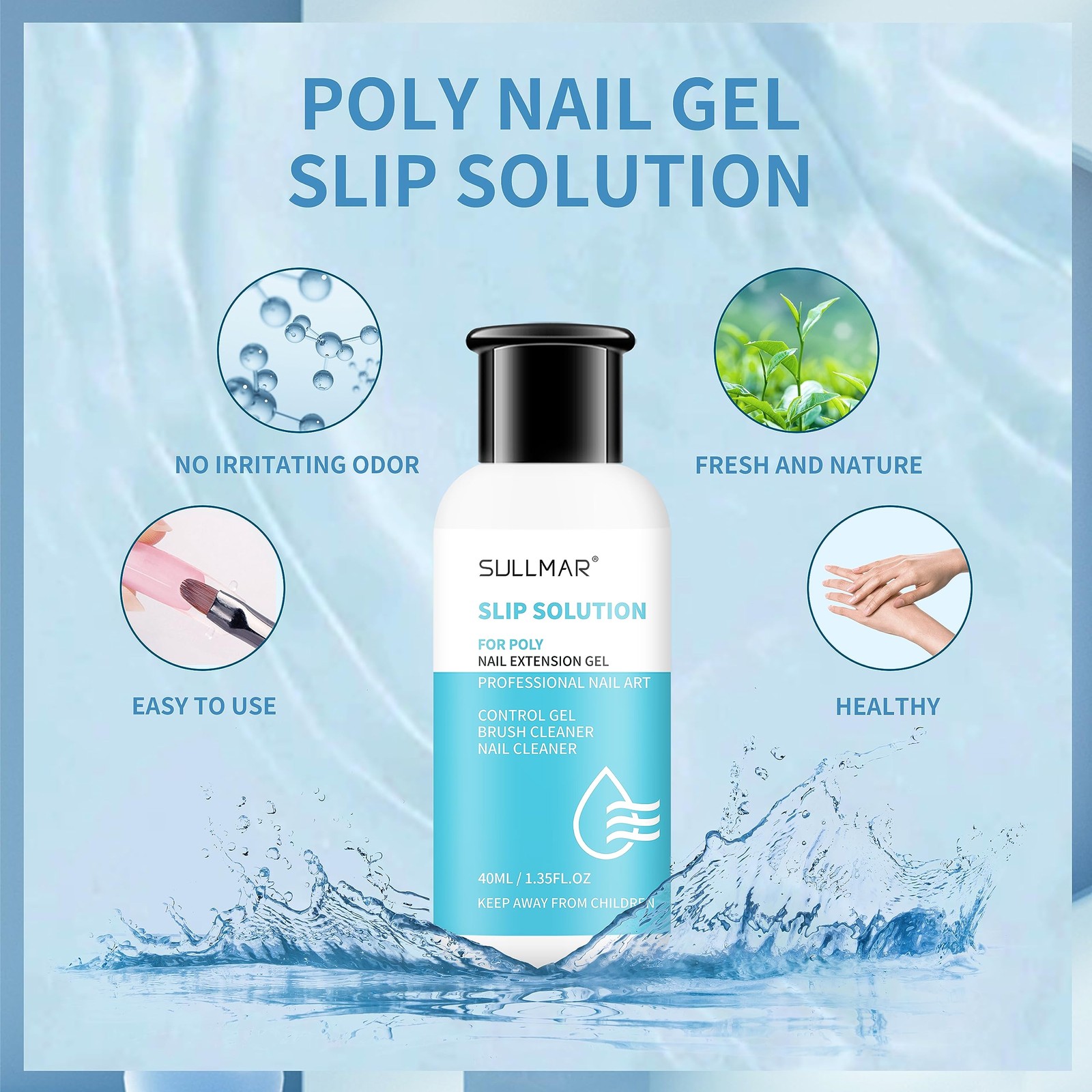 Nail Slip Solution 2.7 fl.oz for Poly Nail Gel Kit Professional Nail Extensio…