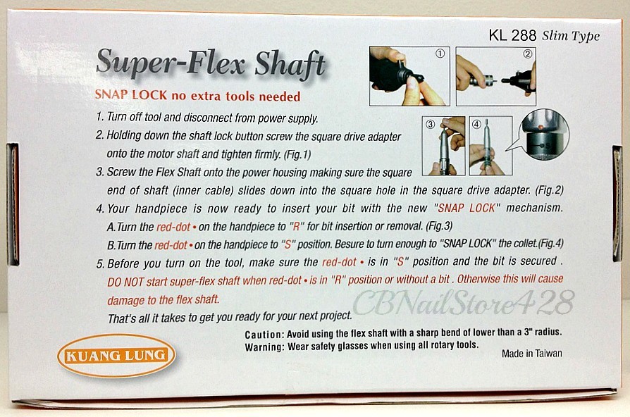 Kuang Lung KL 288 Super Flex Shaft – 3/32″ Shank OR 1/8″ Shank- Pick Your Tool