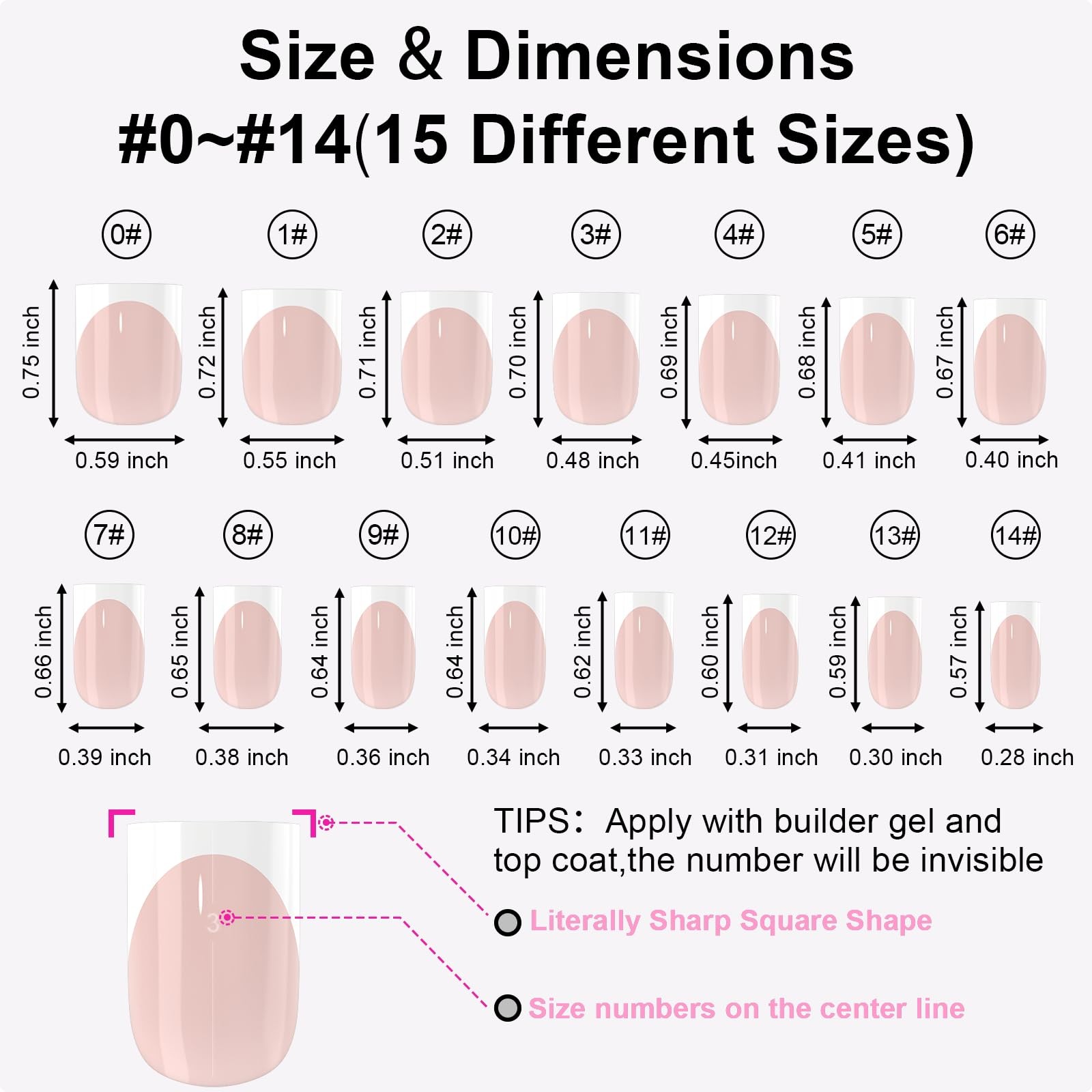Anyos French Tip Press On Nails 300 Pcs Deep Nude