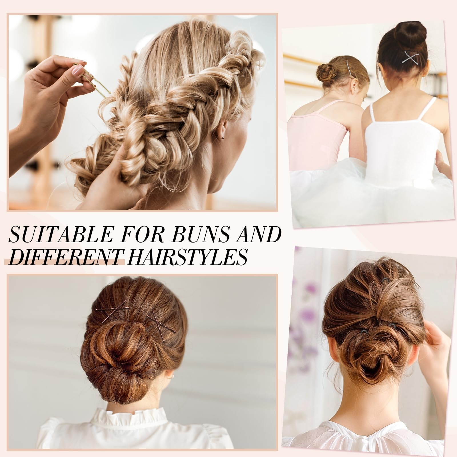 600Pcs Bobby Pins, 4Colors Hair Pins for Women Black, Brown, Blonde, Silver