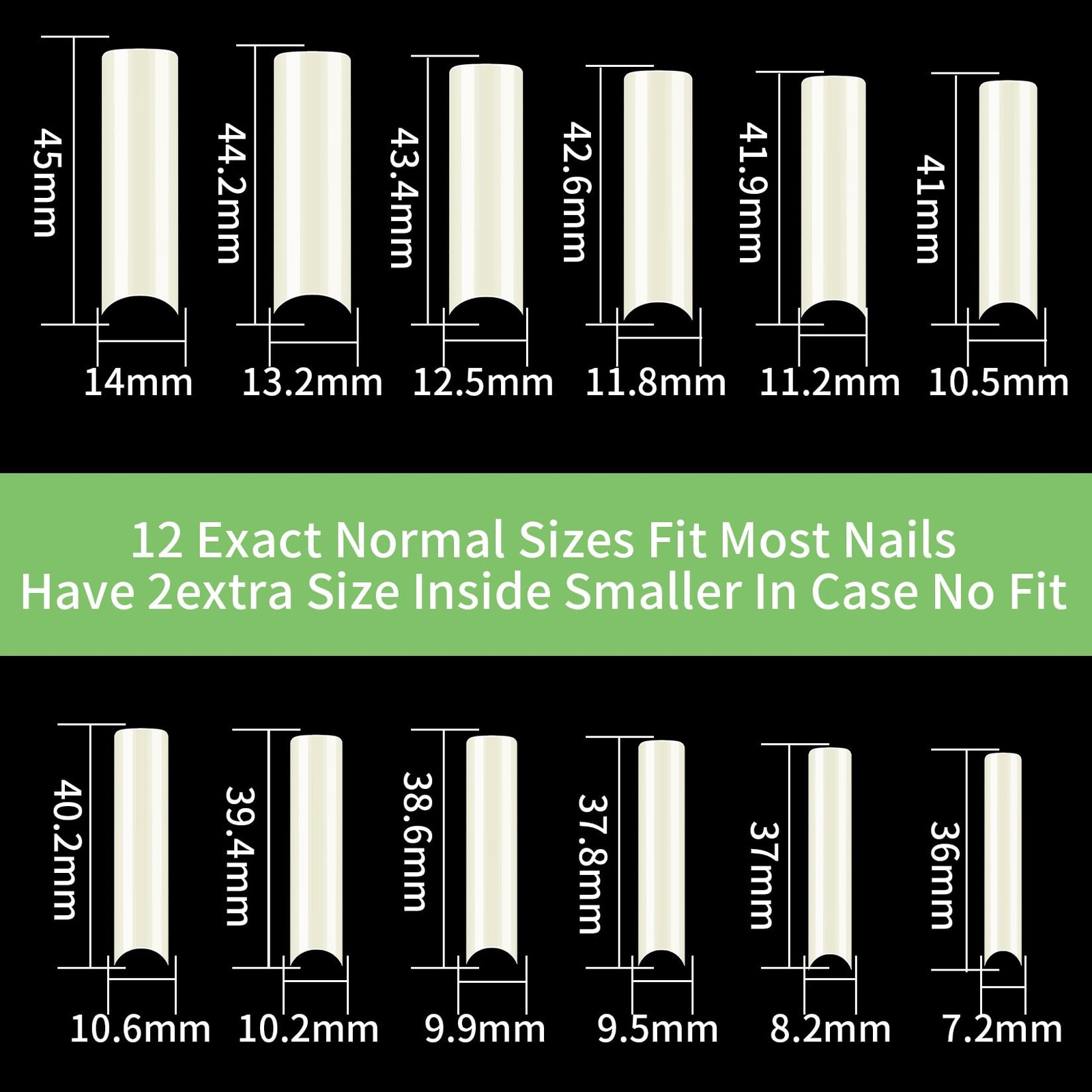 KOXXIAMOQ 240 Pcs Square Nail Tips, natural Extra 0-11, 12 Sizes,
