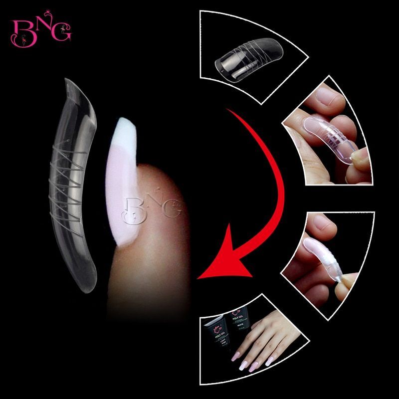 Quick Building Nails Extension Mold Form-Reusable Dual Clear False Nail Art Form