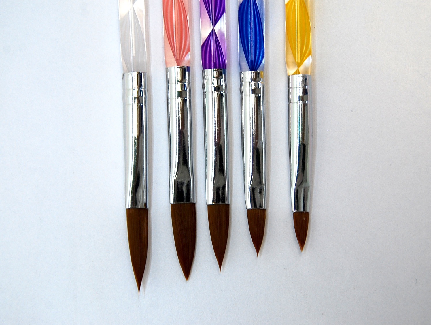 5 PCS 2 WAYS DIFFERENT SIZE ACRYLIC NAIL ART BRUSH PEN & CUTICLE PUSHER