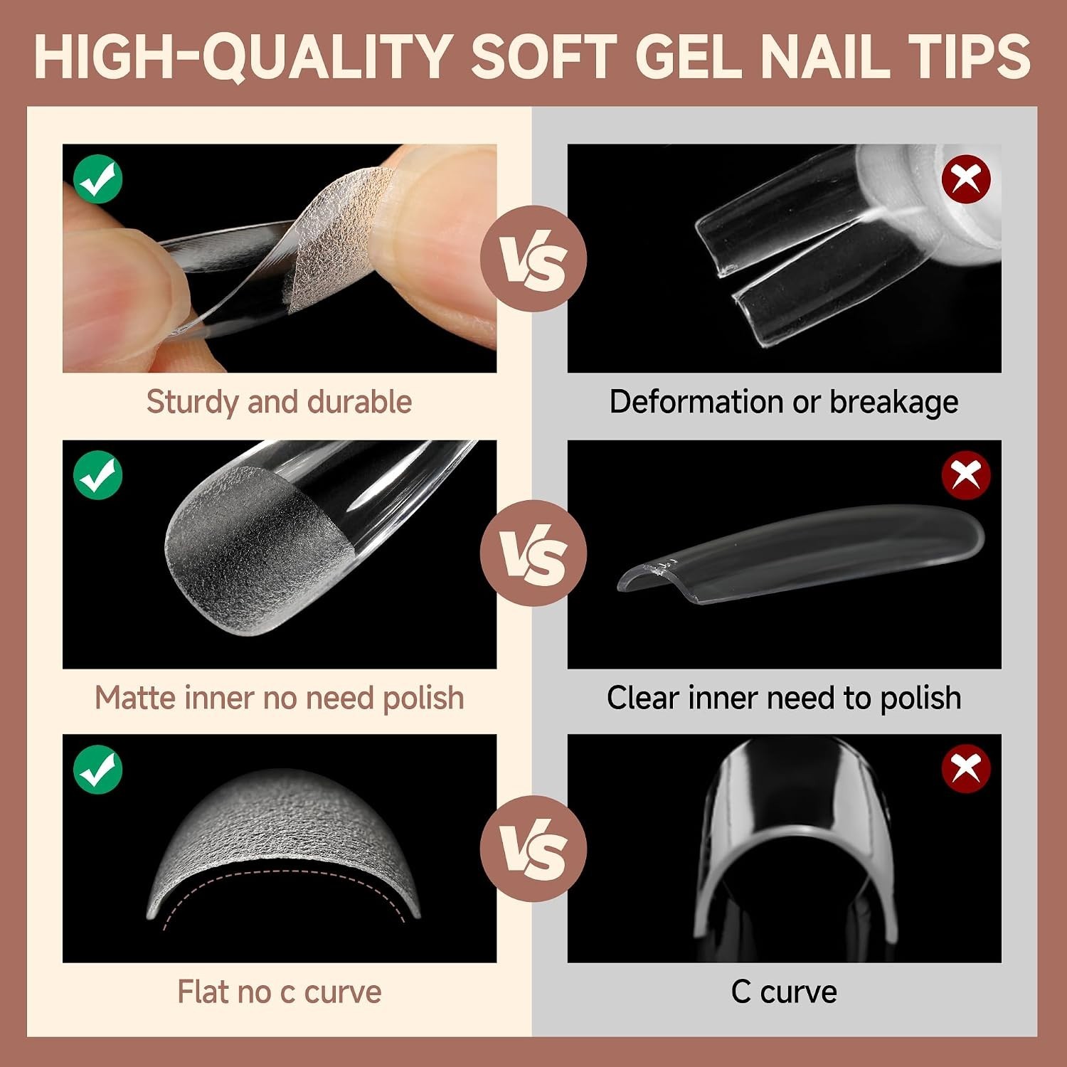 Medium Coffin Nails Tips 216PCS 12 Sizes, X-Soft | Soft Gel Nail Tips, Half M…
