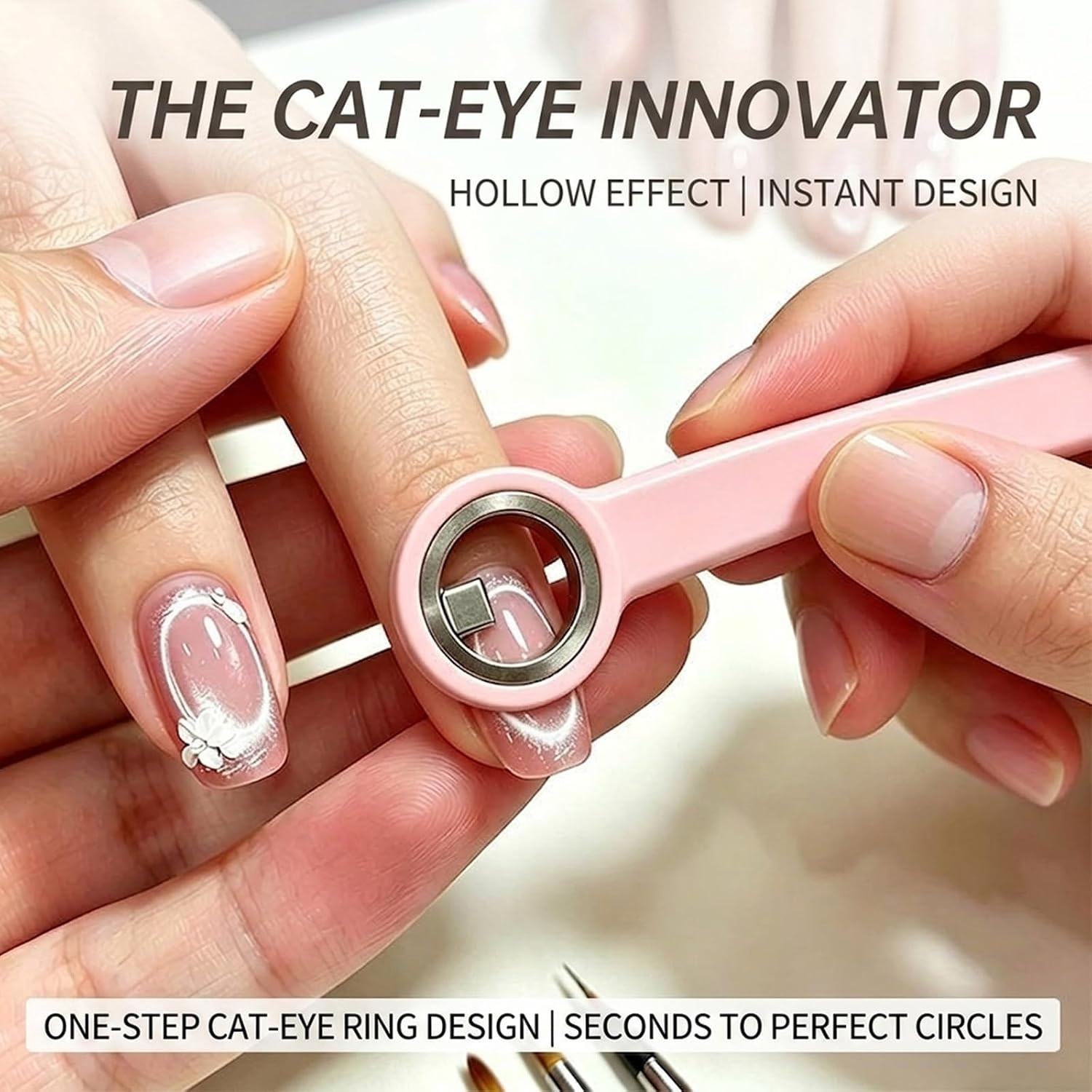 2026 Upgrade Ring-Shaped Cat Eye Magnet for Nails,2-In-1 Circle & Y Shape Nail