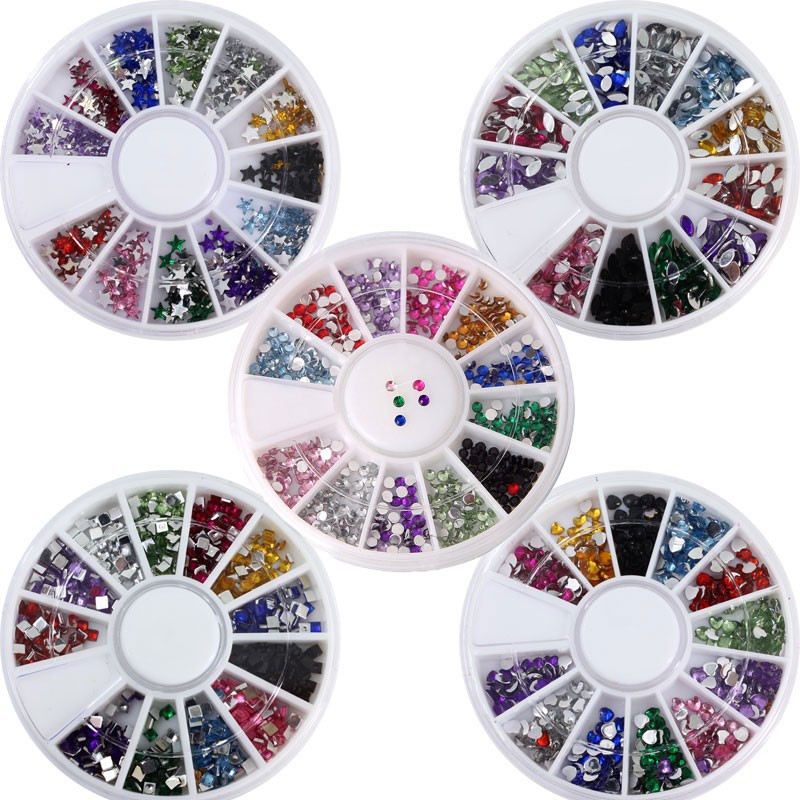 1Box Mixed Color Nail Rhinestone Wheel Irregular Beads For 3D Nail Art Decoratio