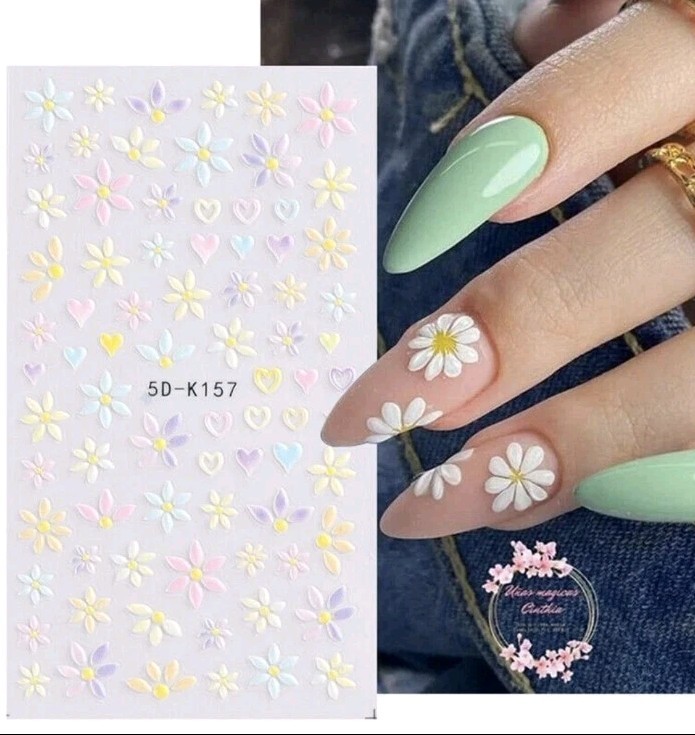 5D Nail Art Stickers Flowers Floral Daisy Daisies Decoration (K157)