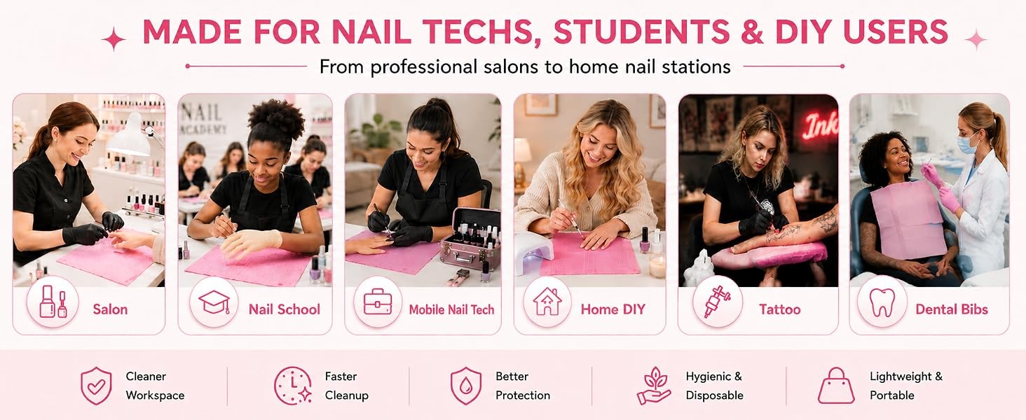 Disposable Nail Mats: 20 Pcs Foldable Nail Paper Towels for Table Acrylic