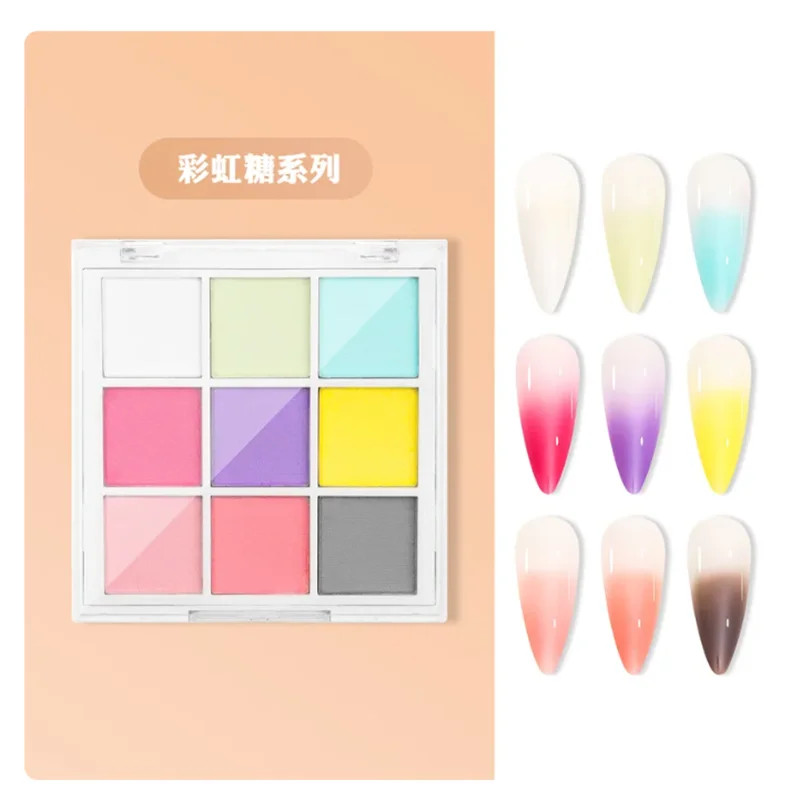 9Colors Solid Patting Nail Powders UV Polish Decoration Shimmer Fine Glitter
