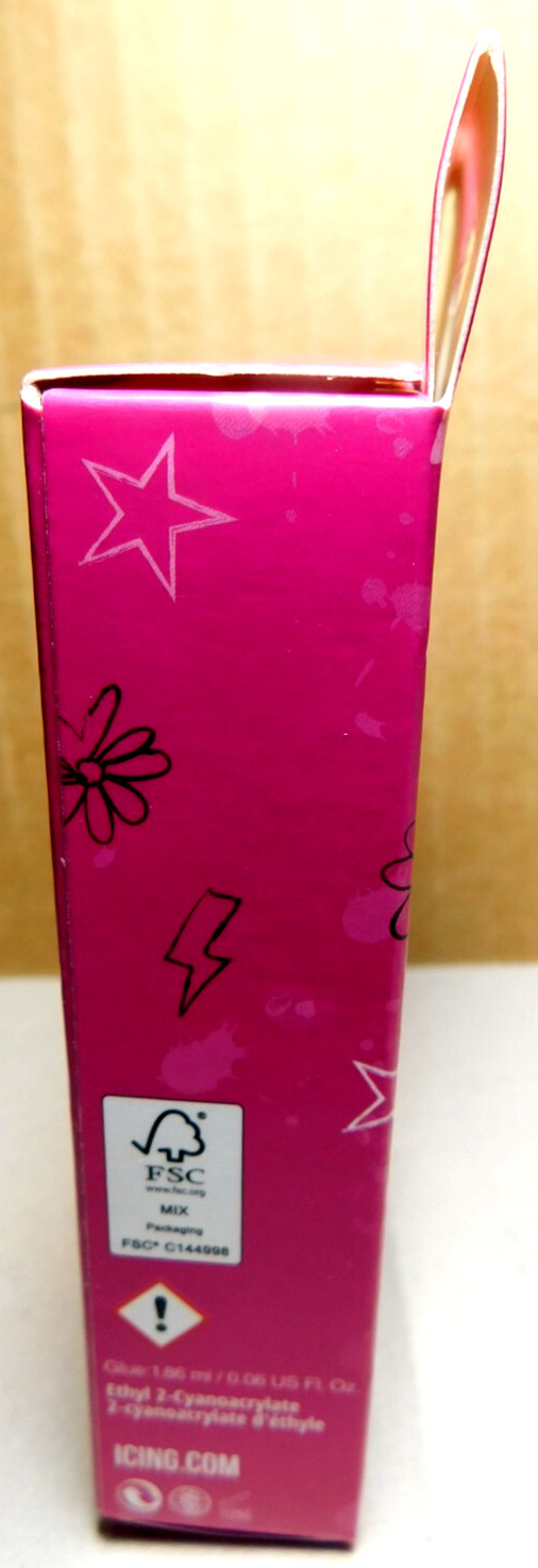 CBI Distributing Corp~Icing 24 Faux Nails Vegan BH.AN Pink & White Hearts&Flames