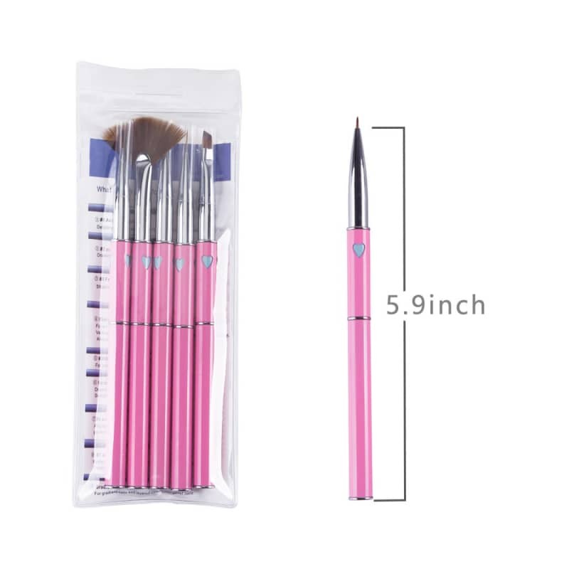 5pcs Nail Art Brush Set Fan Liner Painting Brushes + Jelly Stamper Scraper Tool