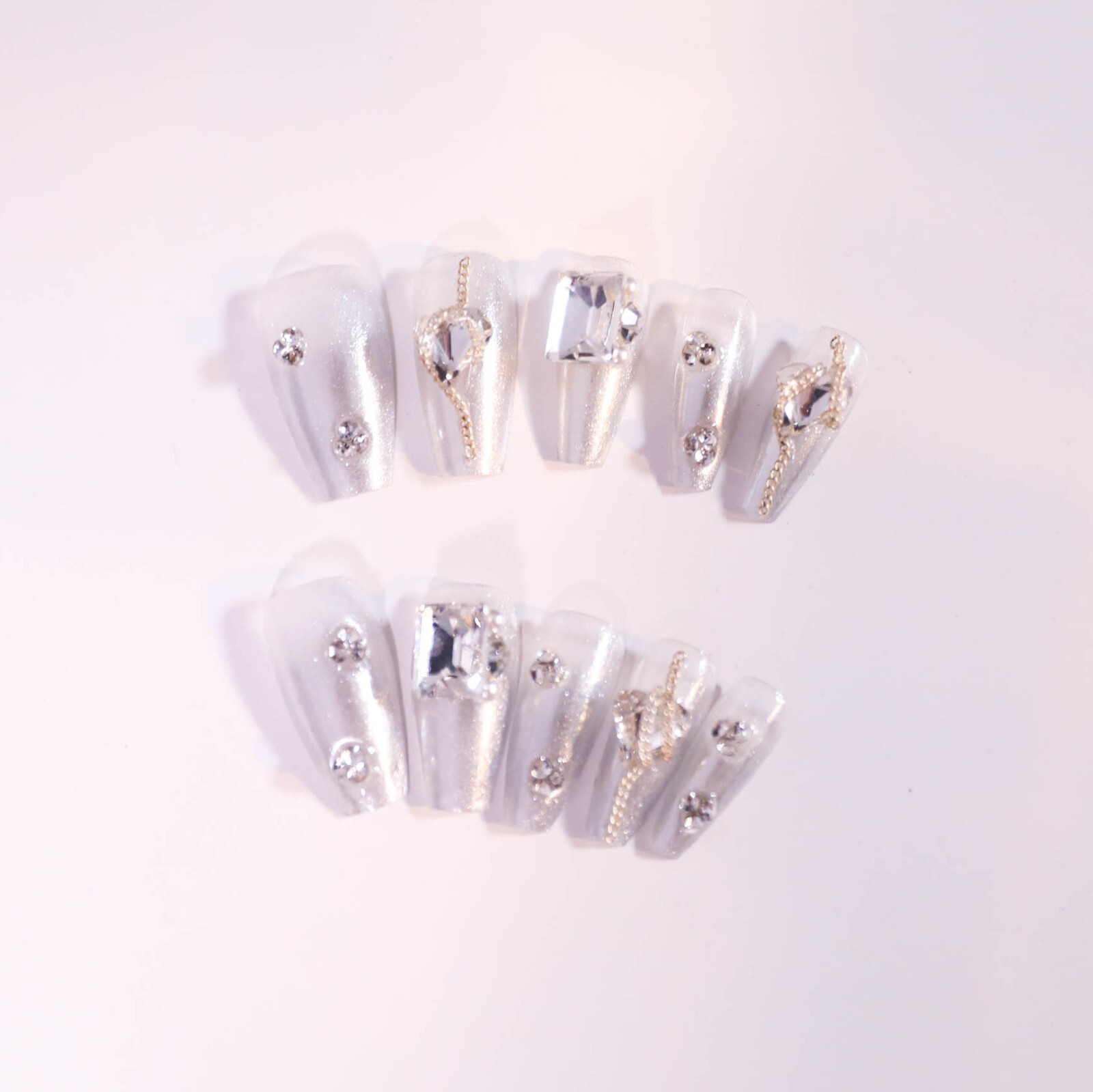 15Pcs Starry Galaxy of Shattered Diamonds Press on Nail Art By Handmade
