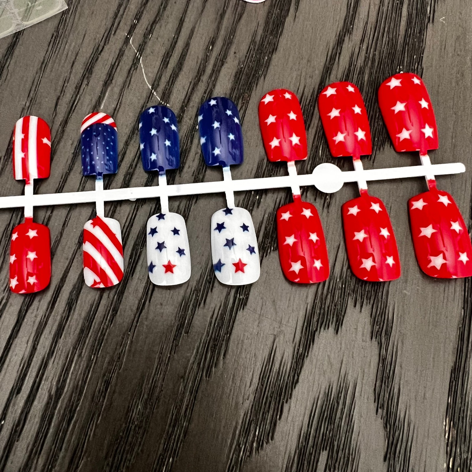 Patriotic 4th of July Red White & Blue Star Design, Medium Square Press on Nails