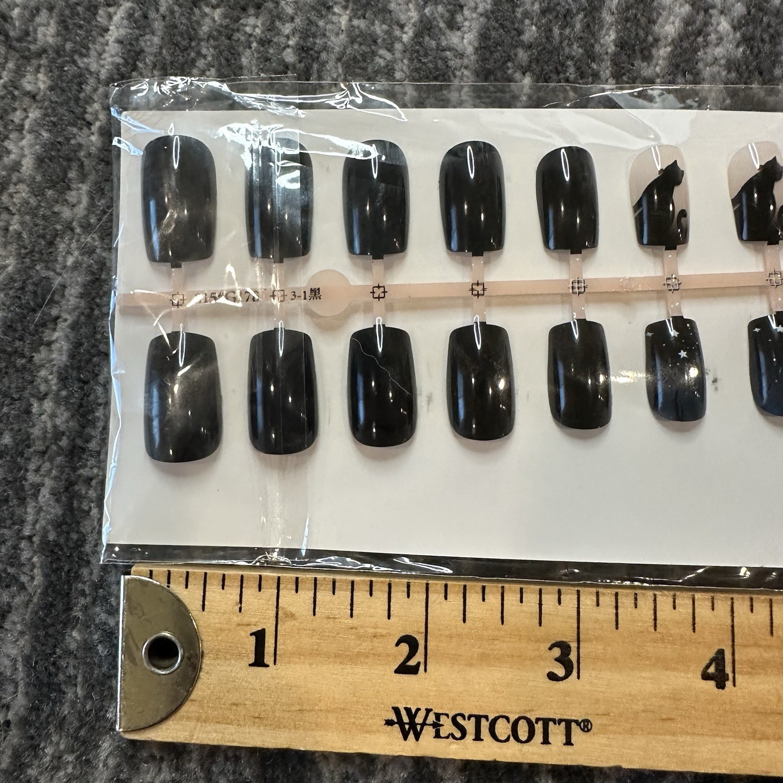 False Nails Black Cat Faux Nails Pack of 24 Long Round Cute Cat Lady Gift New