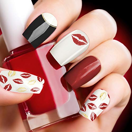 112pcs 8 Sheets Valentine Nail Art Stickers Full Wraps Heart Nail Wraps Self