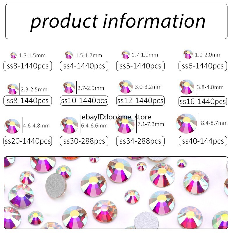 Metal Style Nail Art Rhinestones Flatback Crystal Gems Craft Decor Glass Beads