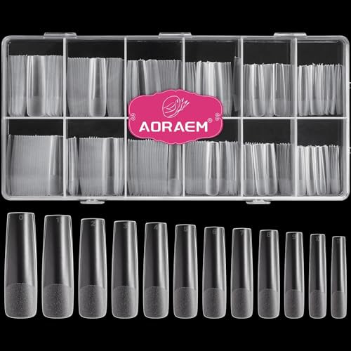 XXL Square Clear Fake Nails 240PCS, Long Tapered Square Nail Tips Half Matte