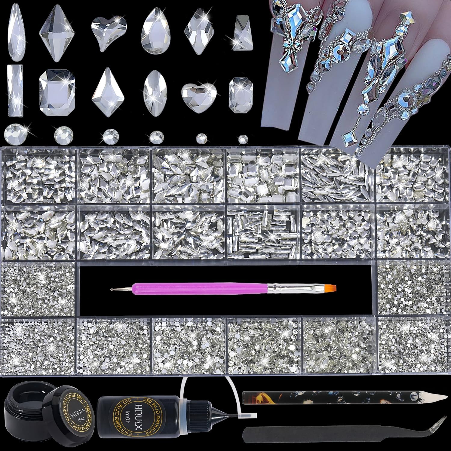 Transparent Nail Rhinestones Kit – 4950pcs