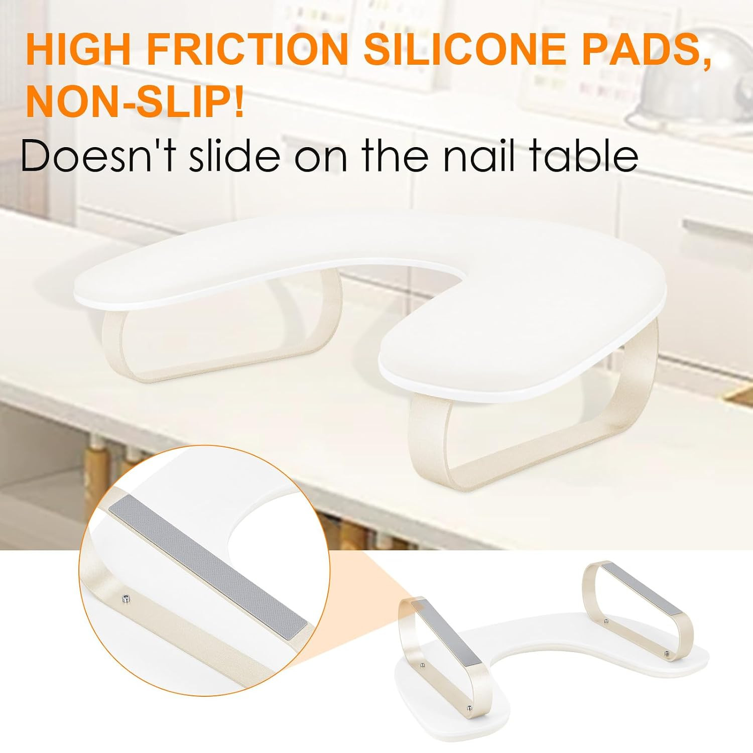 Arm Rest for Nails Tech Upgraded 10° Inclined, U-Shaped Manicure Nail Arm Rest S