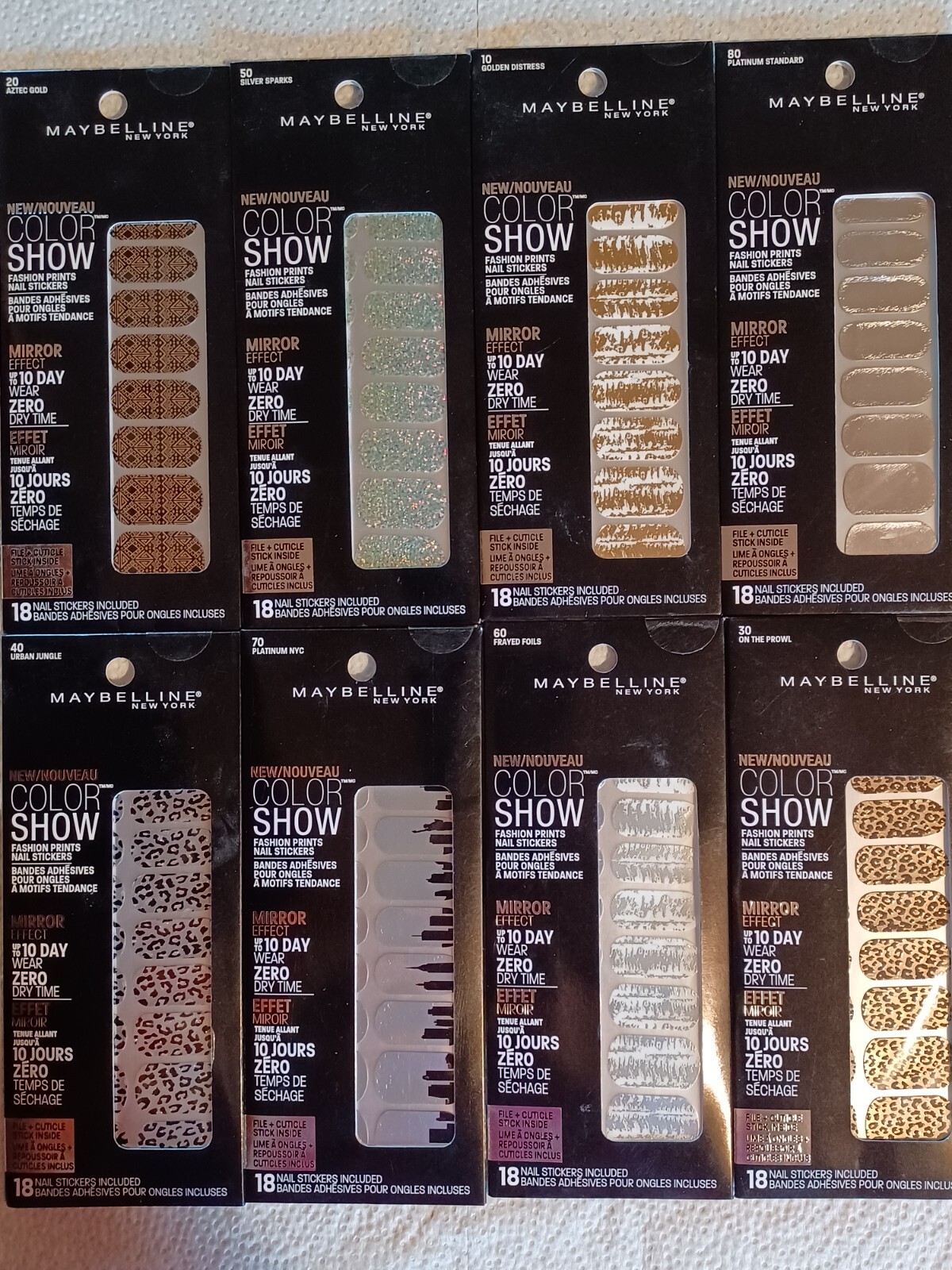 MAYBELLINE Color Show Fashion Print Nail Stickers 8 packs, 144 nail stickers