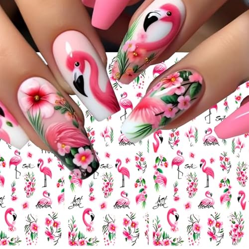 Flamingo Nail Art Stickers 3D Self-Adhesive Flowers Nail Stickers Pink Style-5