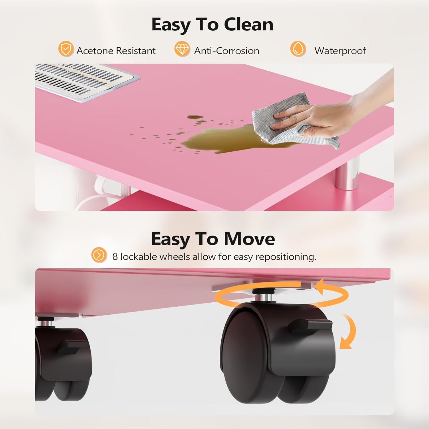 New Nail Tech Desk with Stool, Integrated Dust Collector for Makeup Beauty Salon