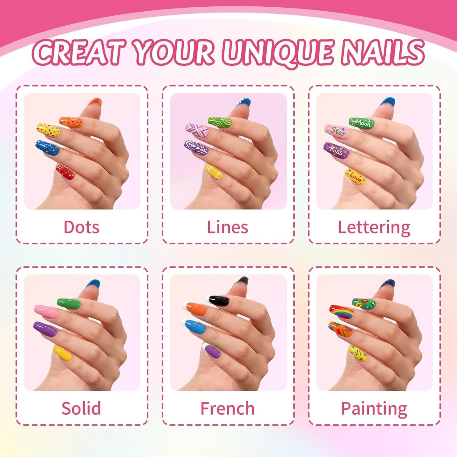 Nail Art Pens Set Dual Tip 24 Colors Non-Toxic Quick-Drying Acrylic Nail Kit for