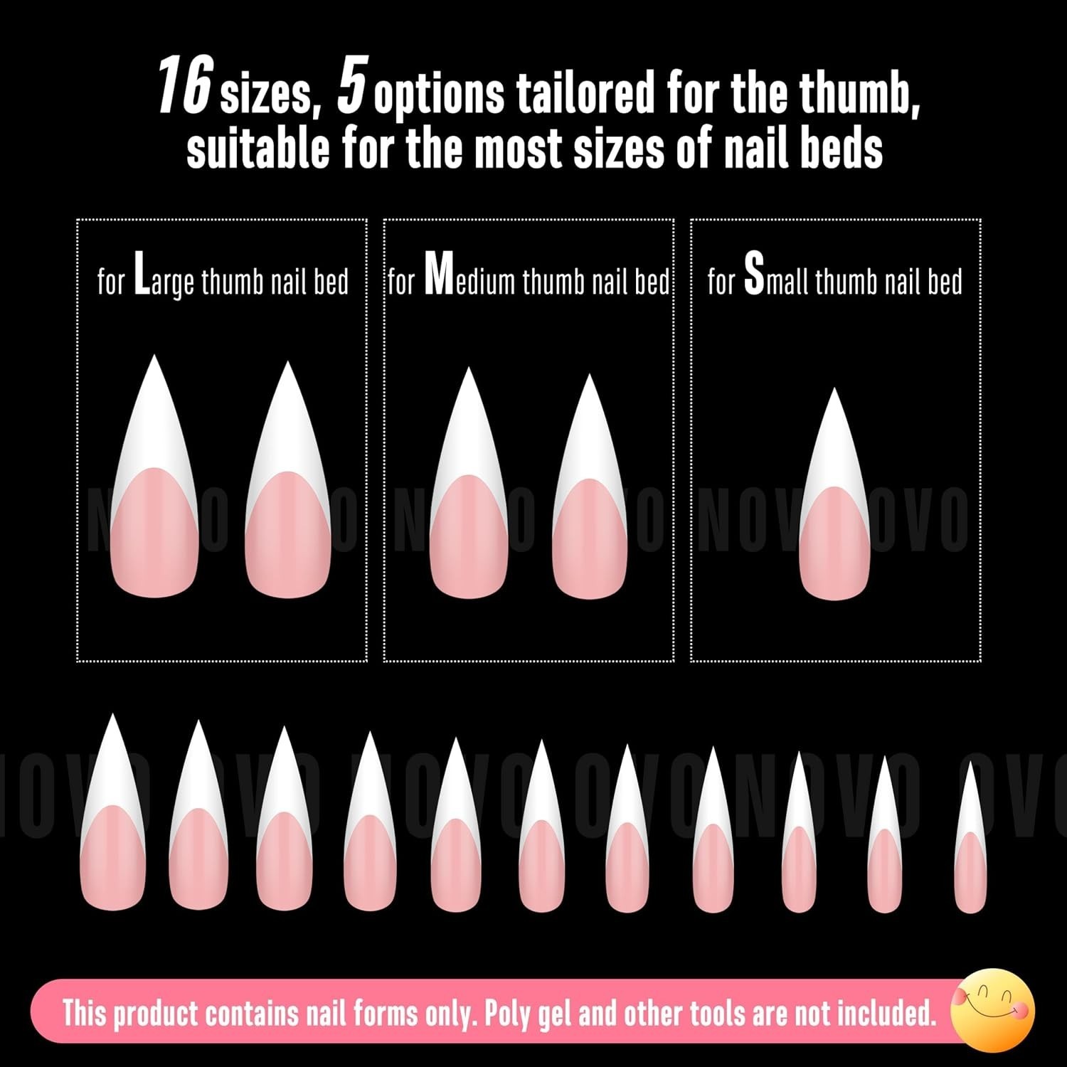 Long XL French Tip Stiletto Nails – Soft Gel – 16 Sizes