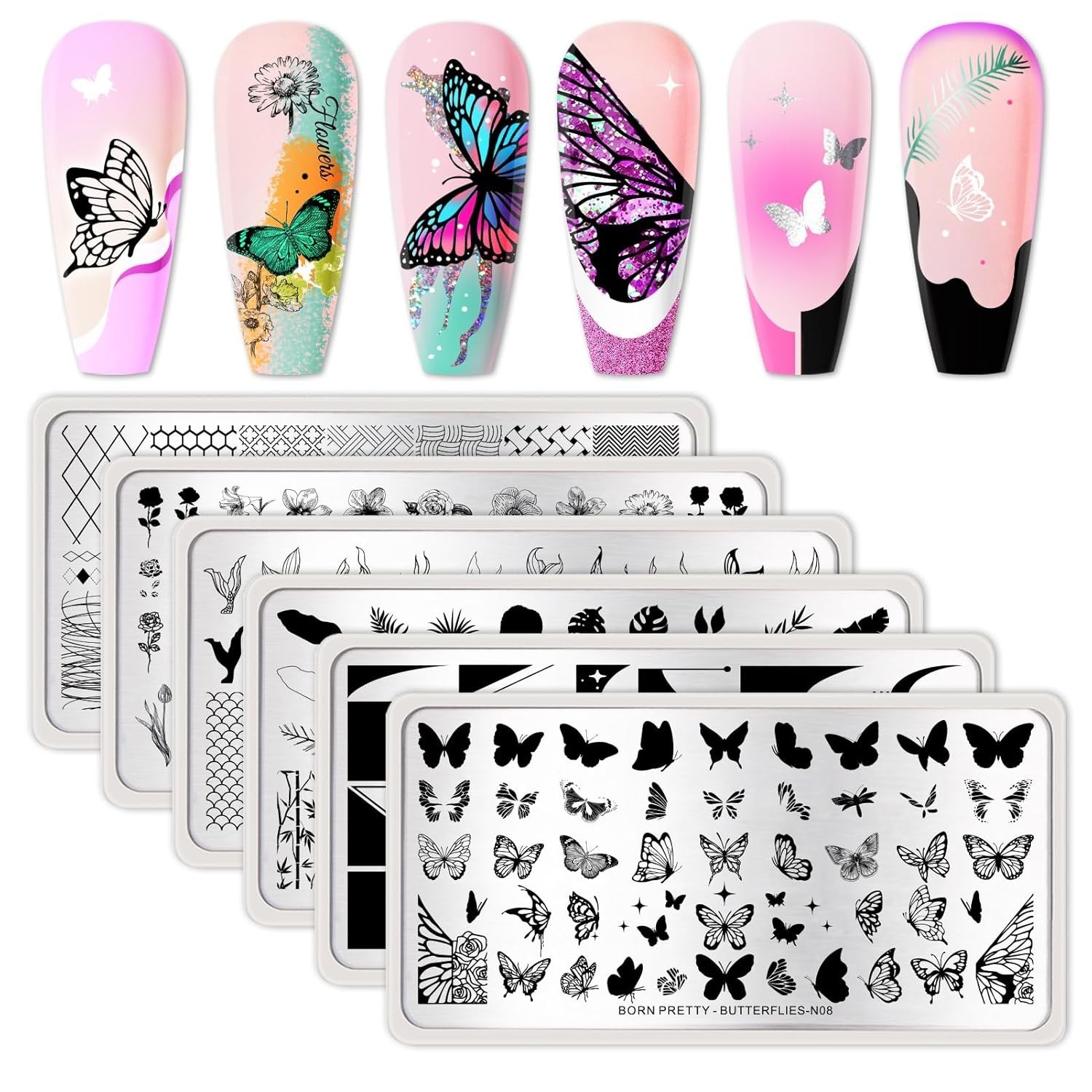 6PCS Nail Stamping Plates Set for Elegant DIY Nail Art – Floral & Geometric