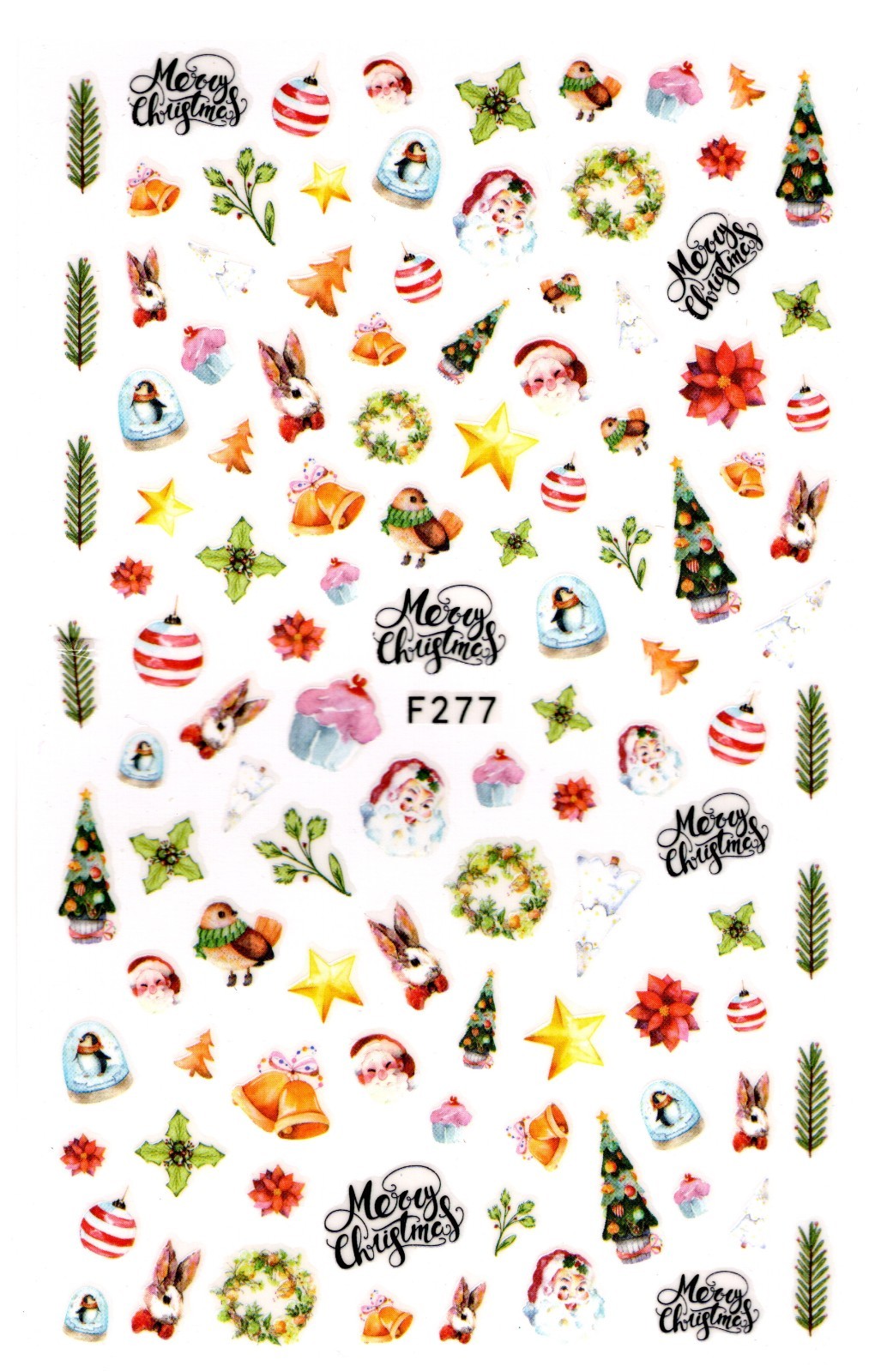 Nail Art 3D Decal Stickers Santa toy heart star Christmas tree F277