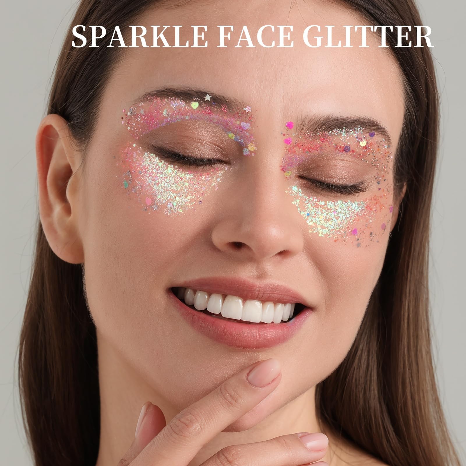 Face Glitter 2 PCS Gel 18 Grids Body Hair for Kids Women Makeup Halloween