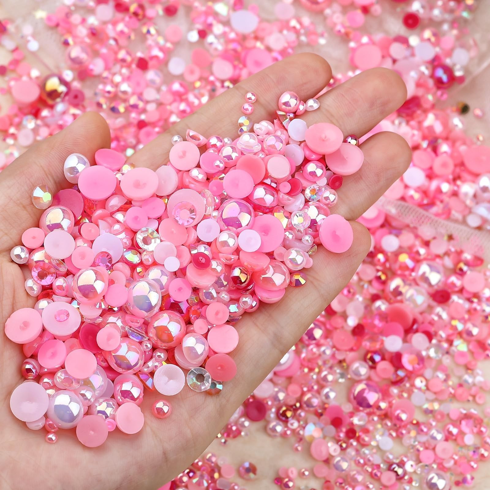 3900+ Pcs Rhinestones and Pearls Kit, 2-10mm Flatback Gems for Nail Art, Tumb…