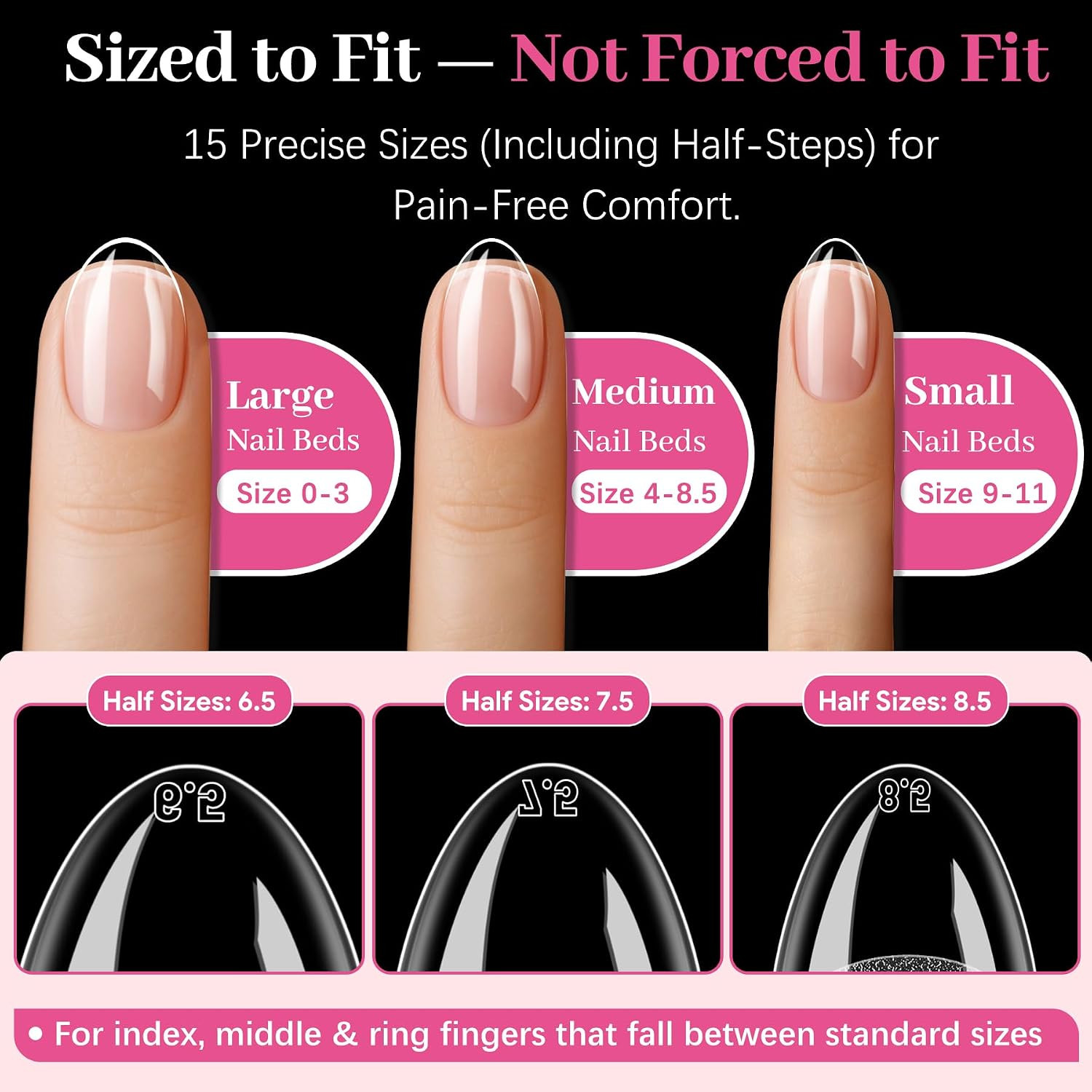 450PCS Short Almond & round & Square – 3 Styles Nail Tips, 70-Grit Pre-Etched Pr