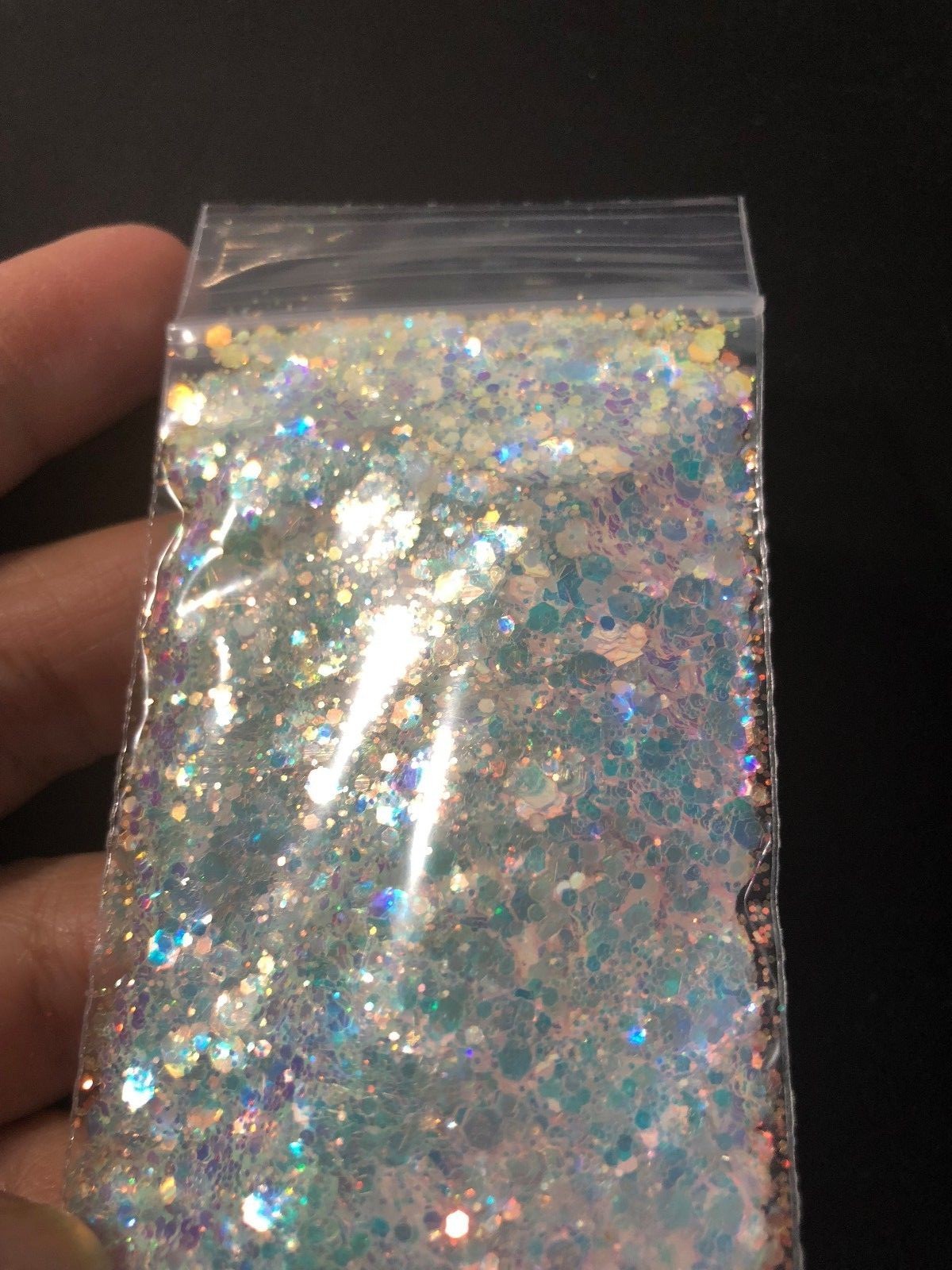 Highly Reflective MIXED SIZES HEXAGON Solvent Resistant Nail Acrylic Glitter 50g