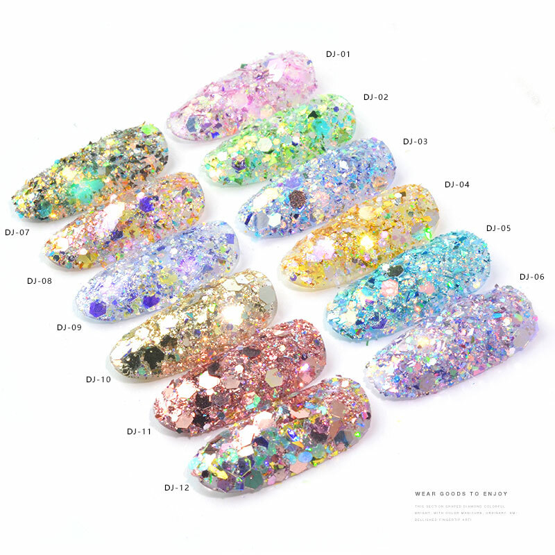 12 Colors Glitter Powder Dust Nail Art Nail Art Sequin 3D Decoration Manicure