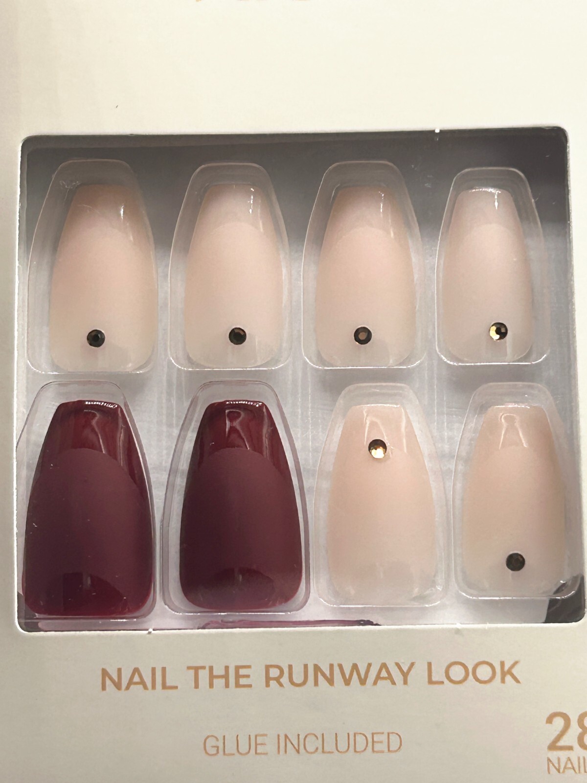 Kiss Limited Edition Glue-On Medium Length Nails, Textured Patter Pink/Red 92419