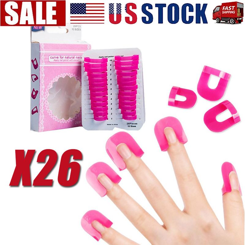 26pcs U-Shape Nail Polish Protectors Reusable Finger Cover Stencils for DIY LOT