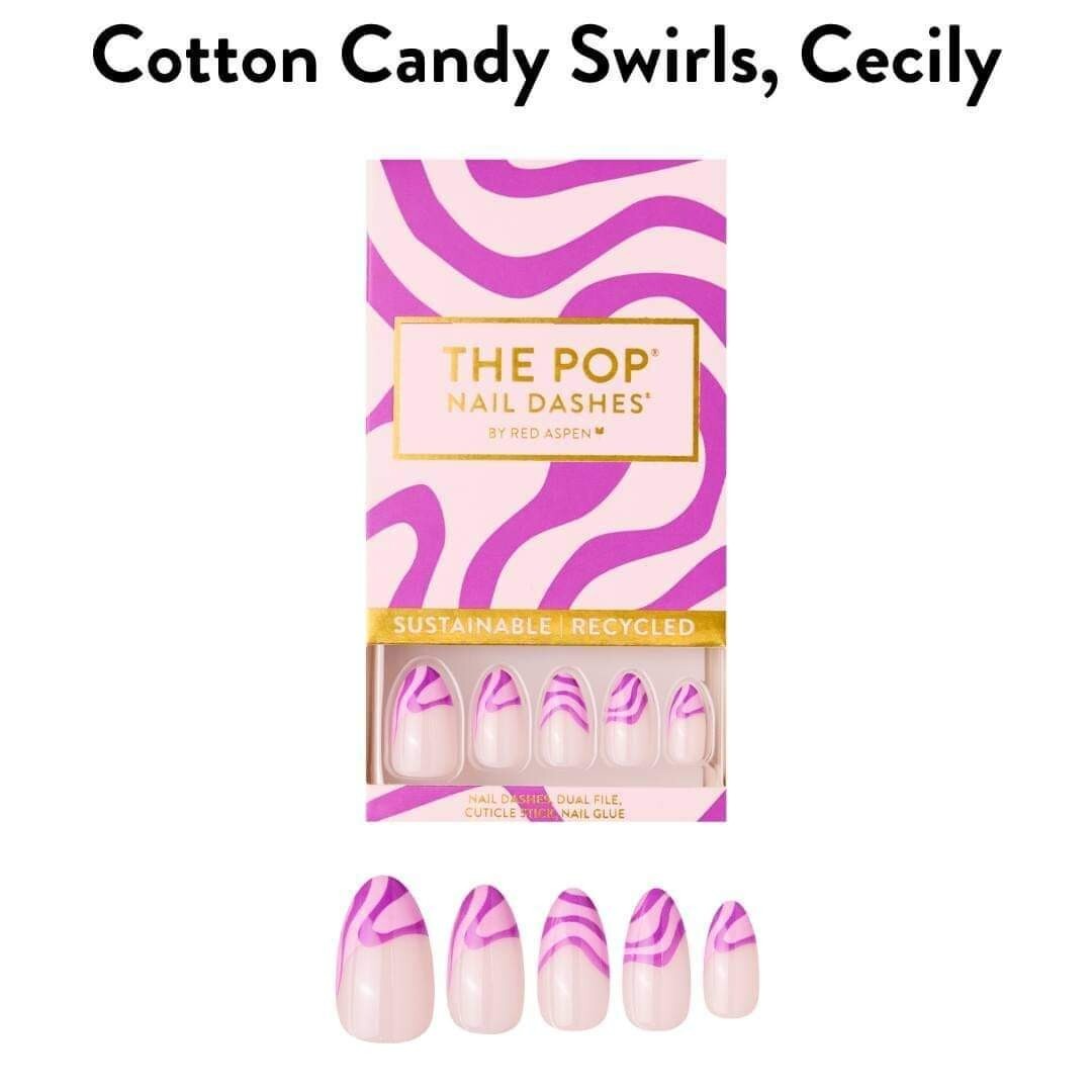 Red Aspen Press On Nails – Cotton Candy Swirls, Cecily – NIB
