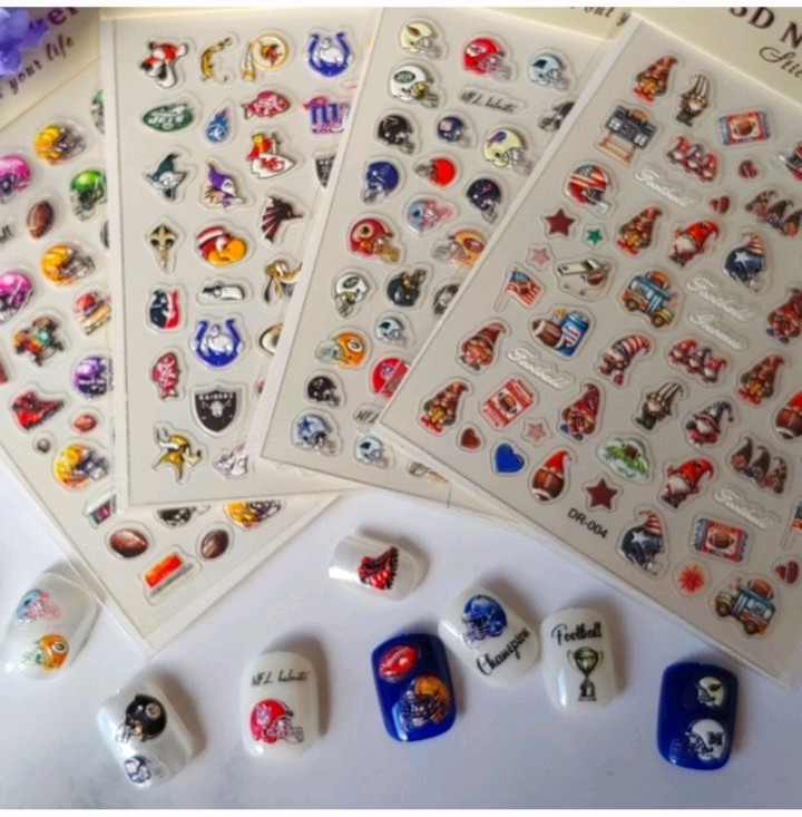 NFL 5D High Quality Nail Sticker Wraps Decals Limited Collection *Please Read!*