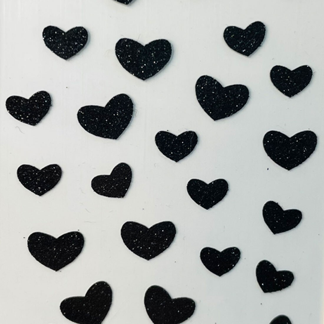 Embossed Point Nail Art Black Hearts 3D DIY Sparkle Stickers Made in Korea Trend