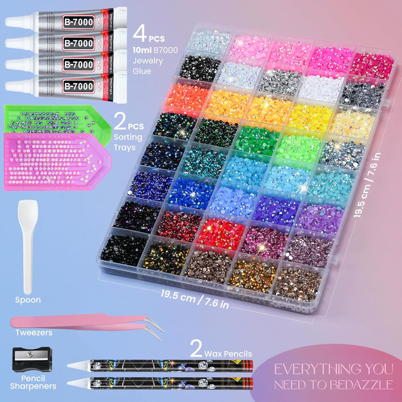 Bedazzling Kit with Rhinestones 3mm Resin Gems and Glitter Dot Art Supplies, 40