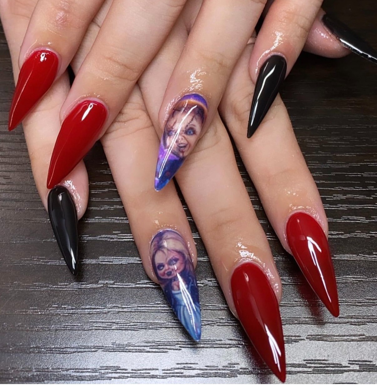 Bride Chucky Horror movie Halloween Nail decals scary cartoon Nail art kit DIY