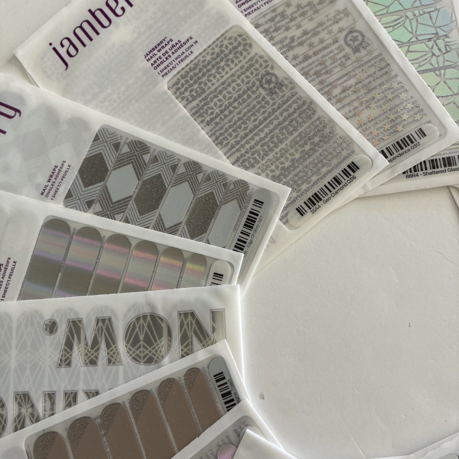 NEW ALL SILVERY Jamberry Lot Of 17 Full Sheets Nail Wraps