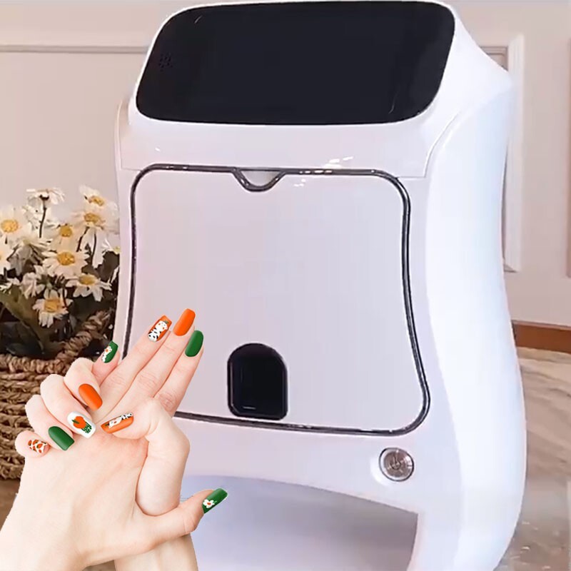 Touch Screen 3D Nail Printer Machine Mobile DIY Nail Art Printer With Gel Dryer