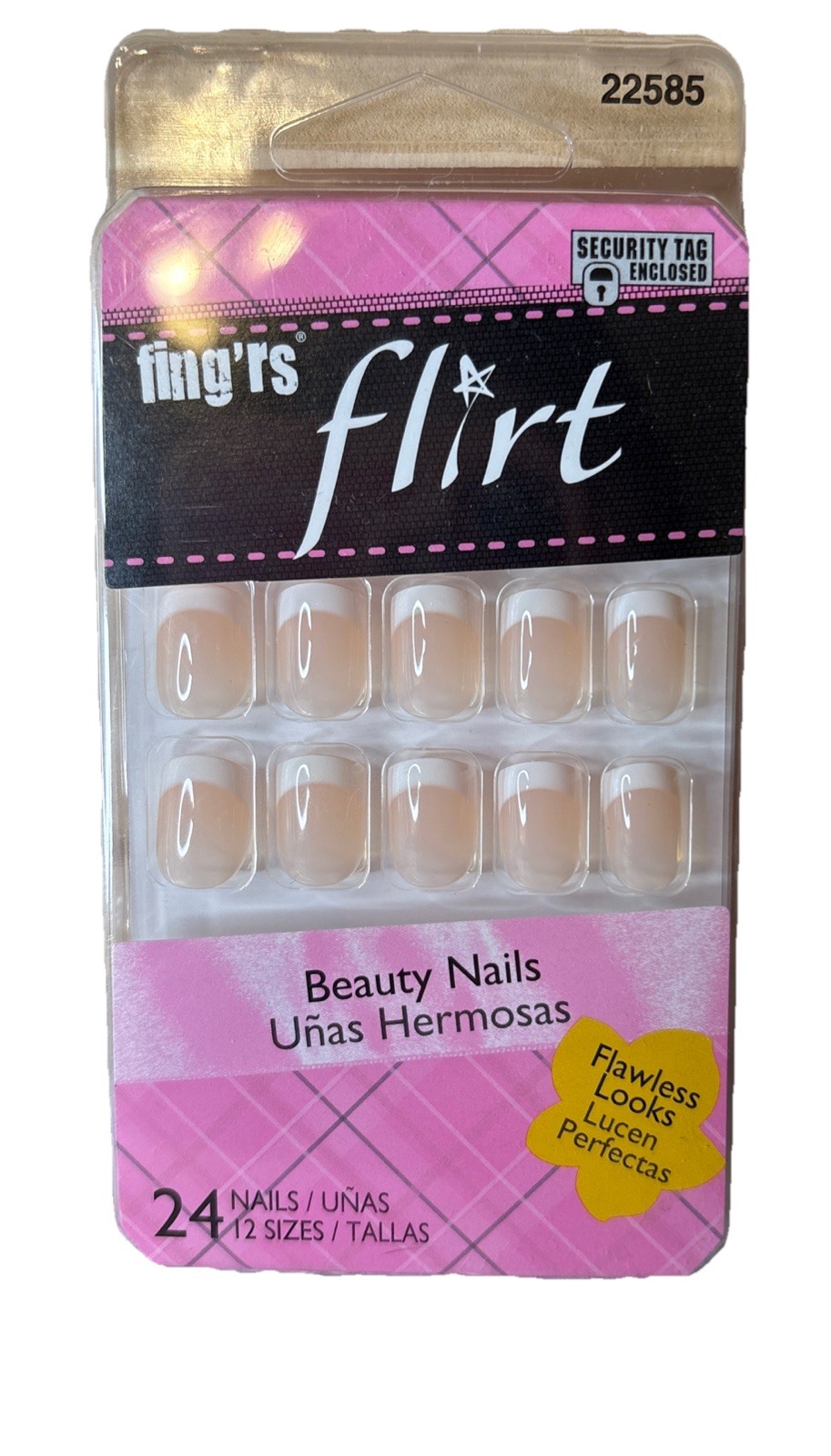 FING’RS FLIRT ARTIFICIAL NAILS Press On French Tip Nude 24 Nails 22585 NEW NIB